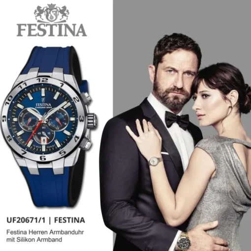 Festina Herrenuhr Silikon blau Festina Chrono Bike Armbanduhr UF20671/1
