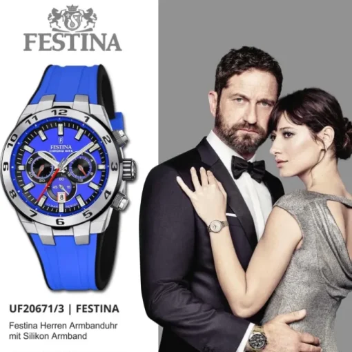 Festina Herrenuhr Silikon blau Festina Chrono Bike Armbanduhr UF20671/3