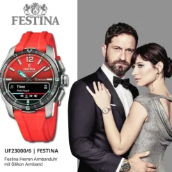Festina Herrenuhr Silikon rot Festina Connected Armbanduhr UF23000/6