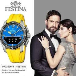 Festina Herrenuhr Silikon gelb Festina Connected Armbanduhr UF23000/8