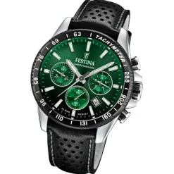 Festina Herrenuhr Timeless Chronograph Armbanduhr Leder schwarz UF20561/5