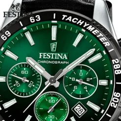 Festina Herrenuhr Timeless Chronograph Armbanduhr Leder schwarz UF20561/5