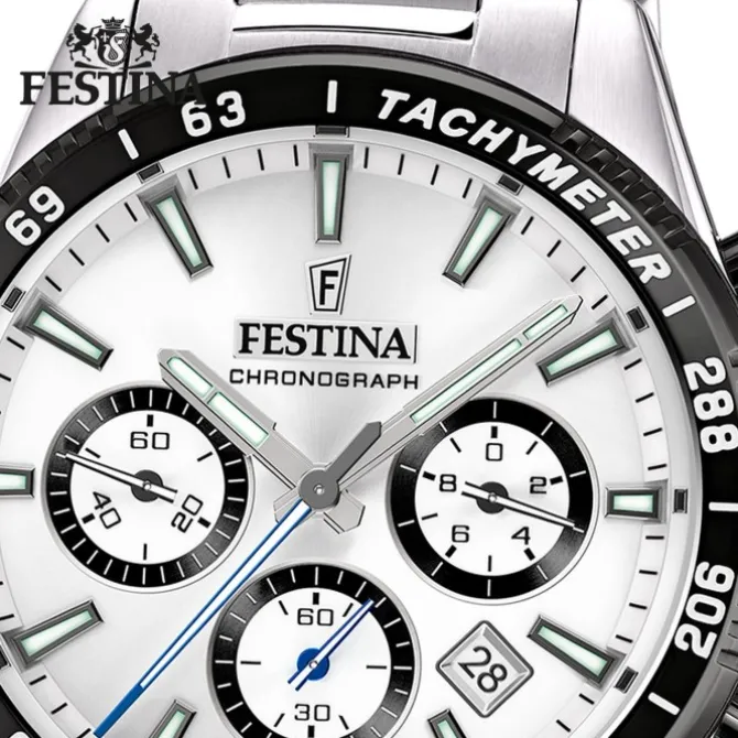 Festina Herrenuhr Timeless Chronograph Armbanduhr Edelstahl silber UF20560/1