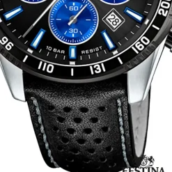 Festina Herrenuhr Timeless Chronograph Armbanduhr Leder schwarz UF20561/6