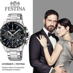 Festina Herrenuhr Timeless Chronograph Armbanduhr Edelstahl silber UF20560/5