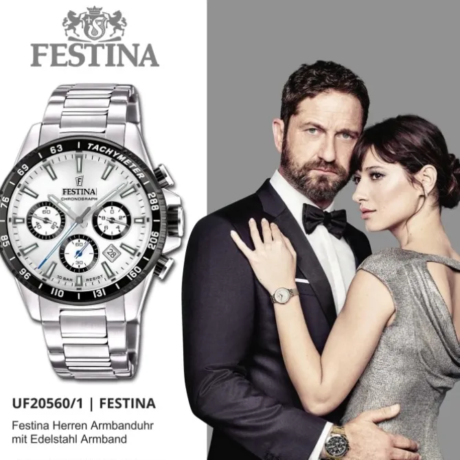 Festina Herrenuhr Timeless Chronograph Armbanduhr Edelstahl silber UF20560/1