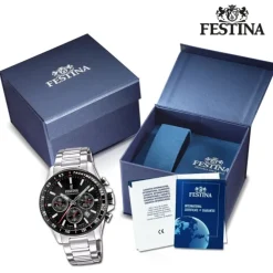 Festina Herrenuhr Timeless Chronograph Armbanduhr Edelstahl silber UF20560/6