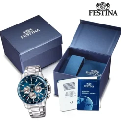 Festina Herrenuhr Timeless Chronograph Armbanduhr Edelstahl silber UF20560/2
