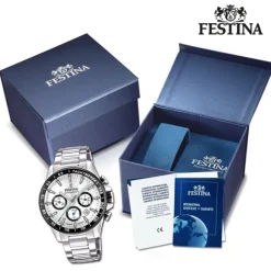 Festina Herrenuhr Timeless Chronograph Armbanduhr Edelstahl silber UF20560/1