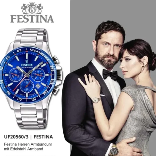 Festina Herrenuhr Timeless Chronograph Armbanduhr Edelstahl silber UF20560/3