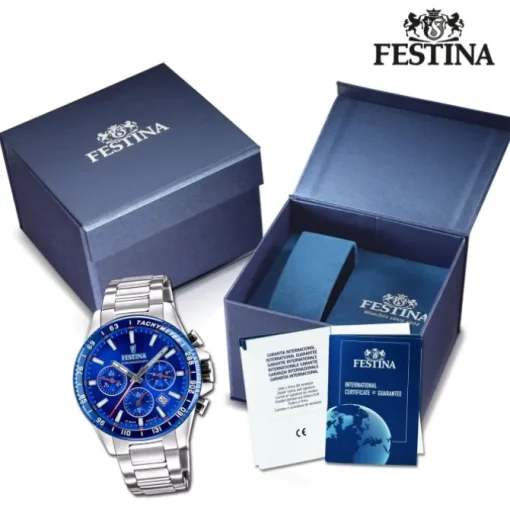 Festina Herrenuhr Timeless Chronograph Armbanduhr Edelstahl silber UF20560/3