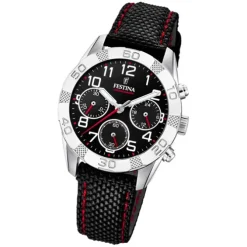 Festina Kinder Armbanduhr Junior Collection F20346/3 Leder/PU schwarz UF20346/3