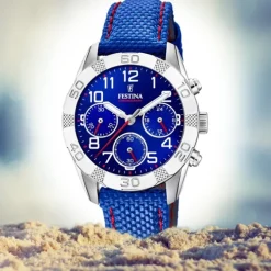 Festina Kinder Armbanduhr Junior Collection F20346/2 Leder/PU blau UF20346/2