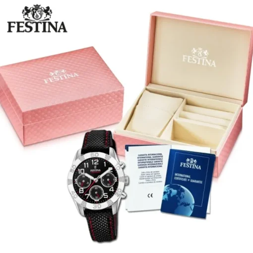 Festina Kinder Armbanduhr Junior Collection F20346/3 Leder/PU schwarz UF20346/3