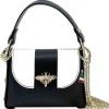Florence Biene Damen Handtasche Echtleder schwarz/weiß OTF833SW