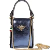 Florence Biene Damen Handtasche Echtleder blau metallic OTM802M