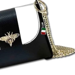Florence Biene Damen Handtasche Echtleder schwarz/weiß OTF833SW