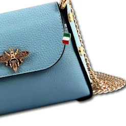 Florence Biene Damen Handtasche Echtleder hellblau OTF817H