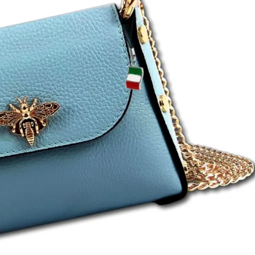 Florence Biene Damen Handtasche Echtleder hellblau OTF817H