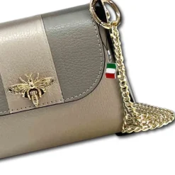 Florence Biene Damen Handtasche Echtleder grau/hellgrau OTF833KK