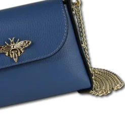 Florence Biene Damen Handtasche Echtleder jeansblau OTF817F