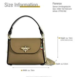 Florence Biene Damen Handtasche Echtleder taupe OTF831N2