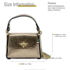 Florence Biene Damen Handtasche Echtleder bronze metallic OTF831N3