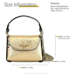 Florence Biene Damen Handtasche Echtleder gold metallic OTF817Z