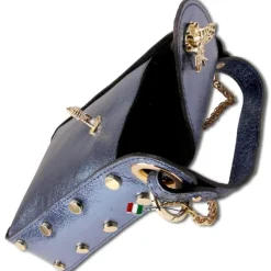 Florence Biene Damen Handtasche Echtleder blau metallic OTM802M