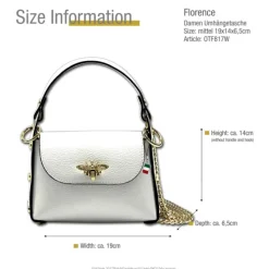 Florence Biene Damen Handtasche Echtleder weiß OTF817W