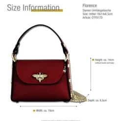 Florence Biene Damen Handtasche Echtleder dunkelrot OTF817D