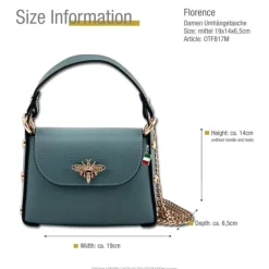 Florence Biene Damen Handtasche Echtleder jeansblau OTF817M