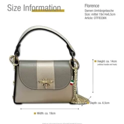 Florence Biene Damen Handtasche Echtleder grau/hellgrau OTF833KK