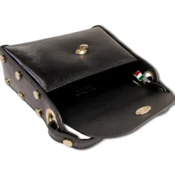 Florence Biene Damen Handtasche Echtleder metallic schwarz OTM805M