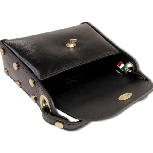 Florence Biene Damen Handtasche Echtleder metallic schwarz OTM805M