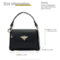 Florence Biene Damen Handtasche Echtleder schwarz OTF817S