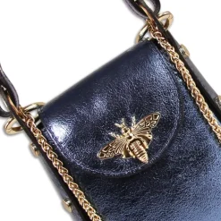 Florence Biene Damen Handtasche Echtleder blau metallic OTM802M