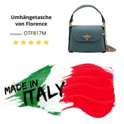 Florence Biene Damen Handtasche Echtleder jeansblau OTF817M