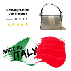 Florence Biene Damen Handtasche Echtleder grau/hellgrau OTF833KK