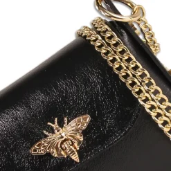 Florence Biene Damen Handtasche Echtleder metallic schwarz OTM805M