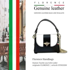 Florence Biene Damen Handtasche Echtleder schwarz/weiß OTF833SW