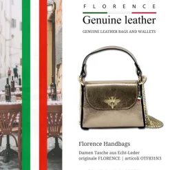 Florence Biene Damen Handtasche Echtleder bronze metallic OTF831N3