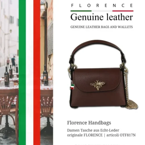 Florence Biene Damen Handtasche Echtleder dunkelbraun OTF817N