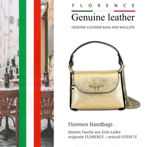 Florence Biene Damen Handtasche Echtleder gold metallic OTF817Z