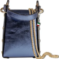 Florence Biene Damen Handtasche Echtleder blau metallic OTM802M
