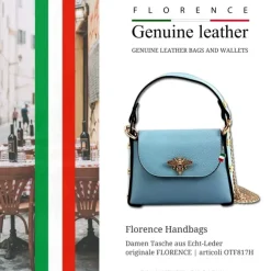 Florence Biene Damen Handtasche Echtleder hellblau OTF817H