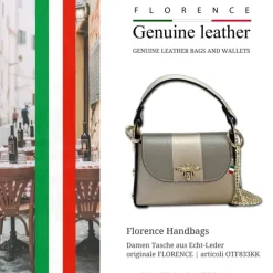 Florence Biene Damen Handtasche Echtleder grau/hellgrau OTF833KK