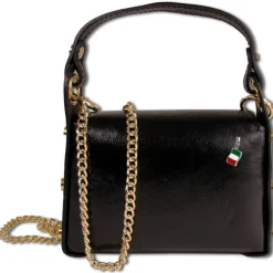 Florence Biene Damen Handtasche Echtleder metallic schwarz OTM805M