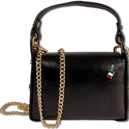 Florence Biene Damen Handtasche Echtleder metallic schwarz OTM805M