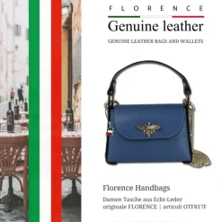 Florence Biene Damen Handtasche Echtleder jeansblau OTF817F
